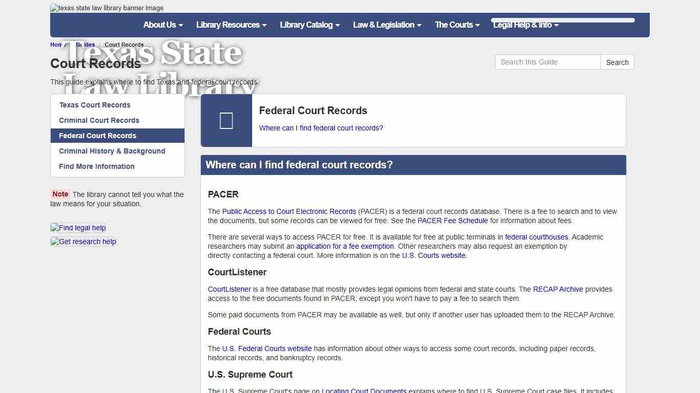 Federal Court Records - Court Records - Guides at Texas State Law Library